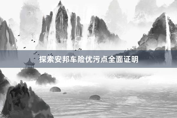 探索安邦车险优污点全面证明