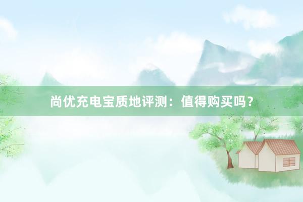 尚优充电宝质地评测：值得购买吗？